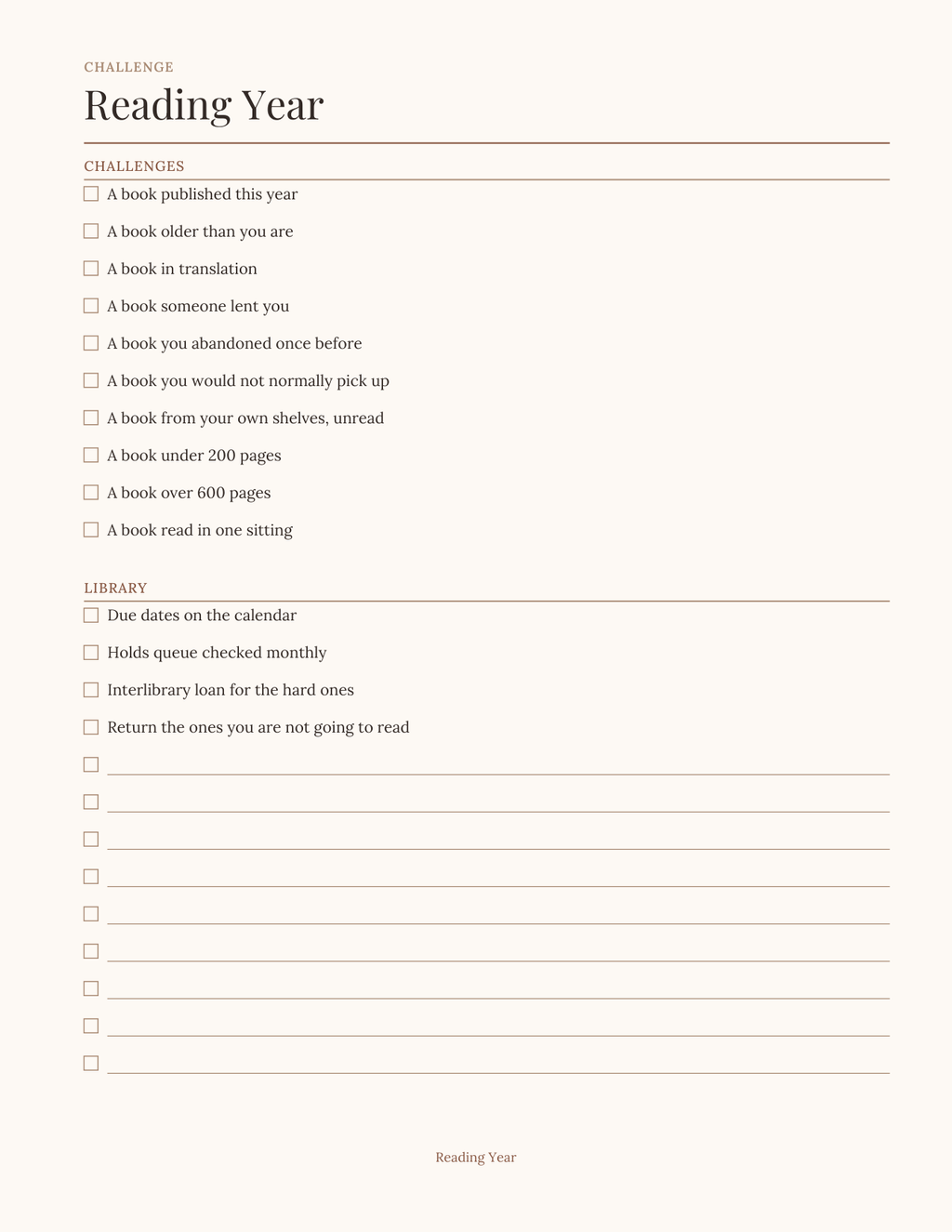 The Reader's Planner 2027 — sample page 5