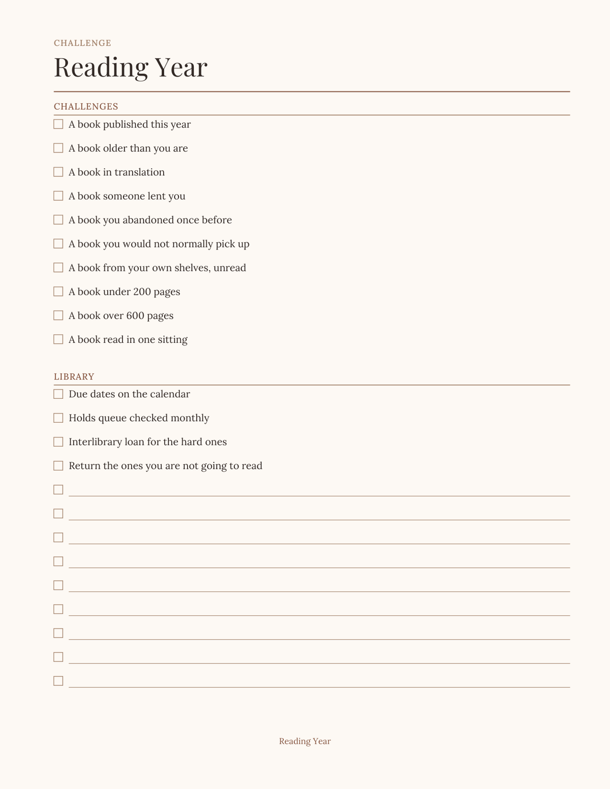 The Reader's Planner 2027 — sample page 5