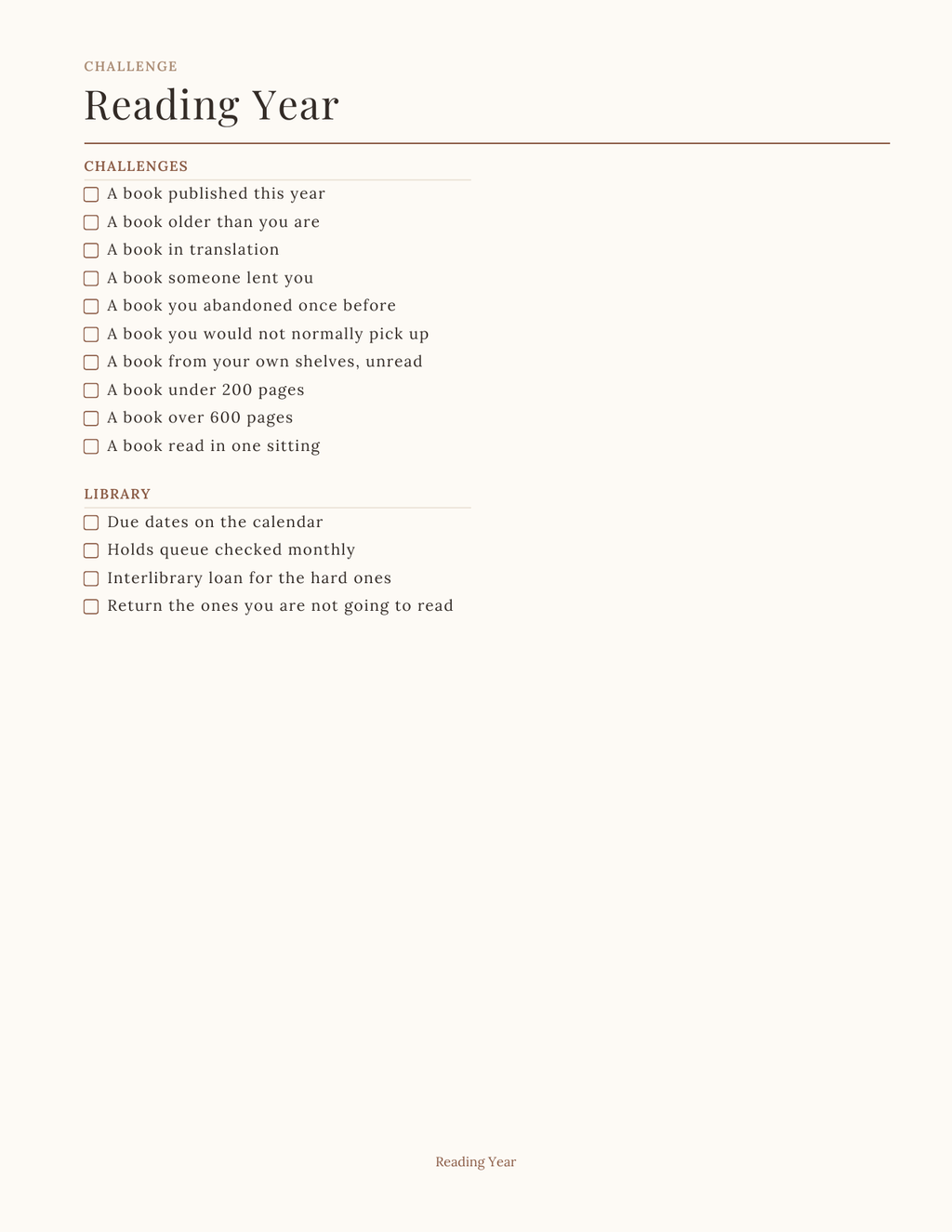 The Reader's Planner 2027 — sample page 5