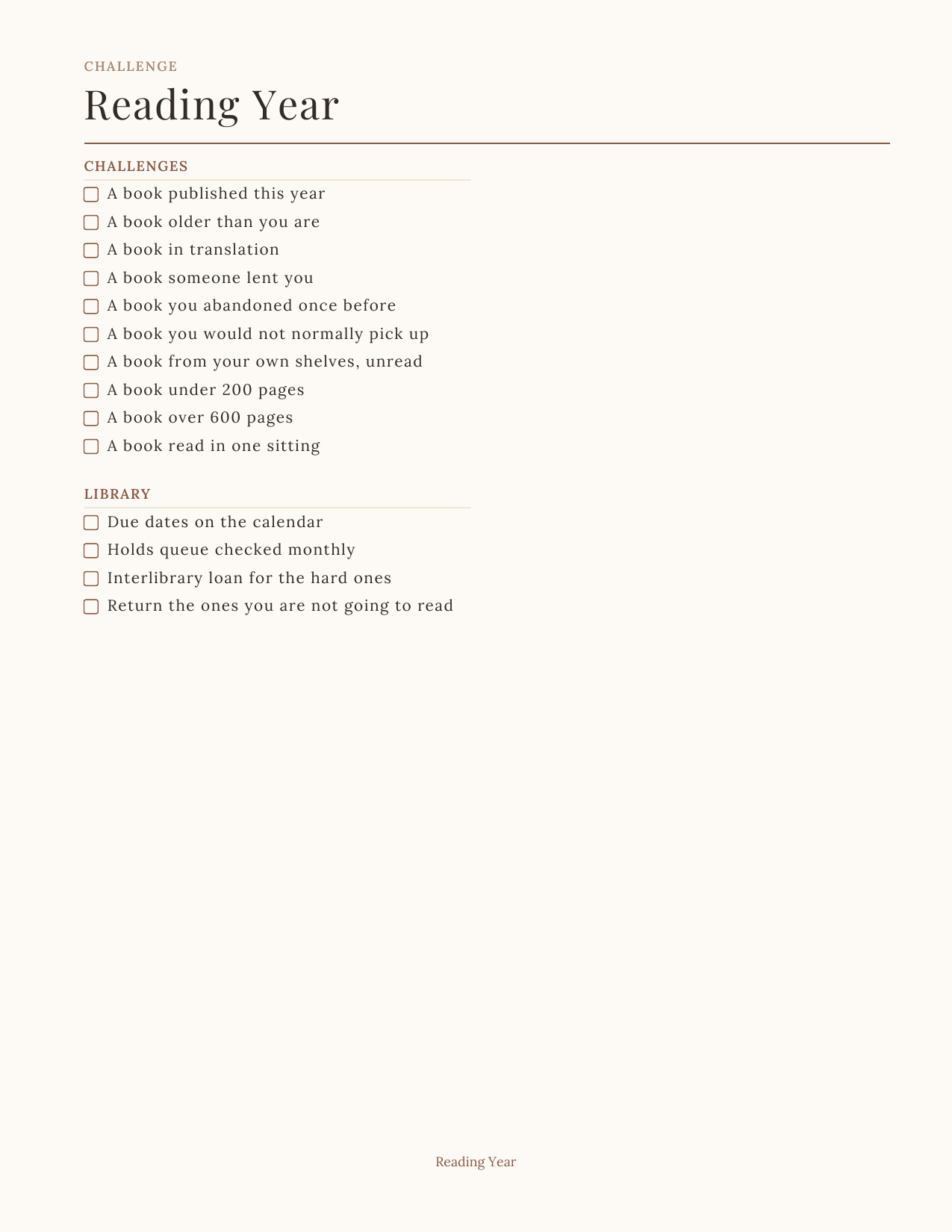 The Reader's Planner 2027 — sample page 5