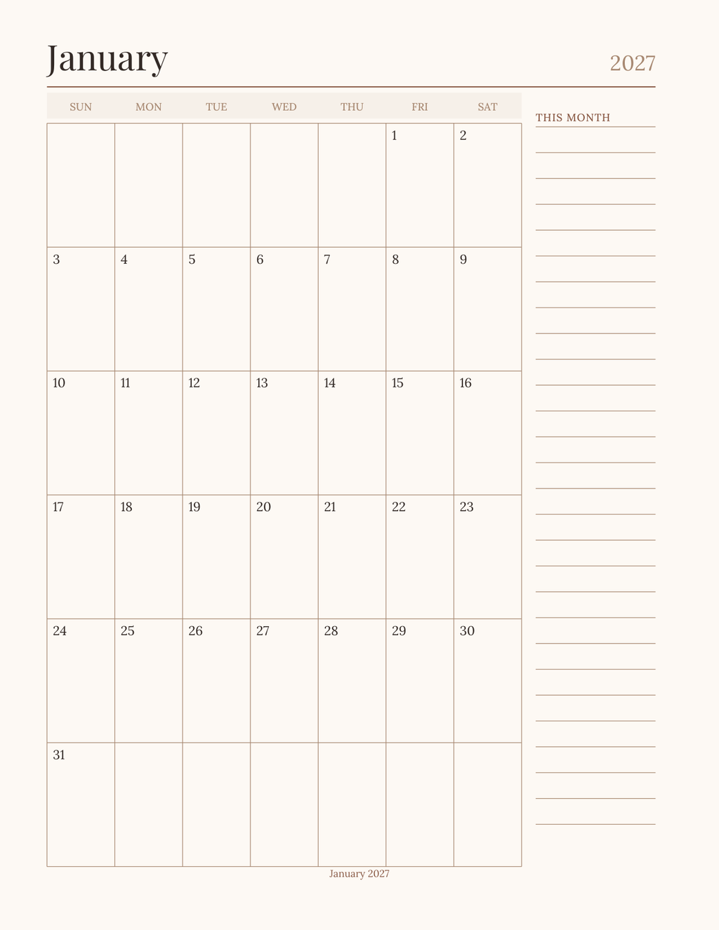 The Reader's Planner 2027 — sample page 6