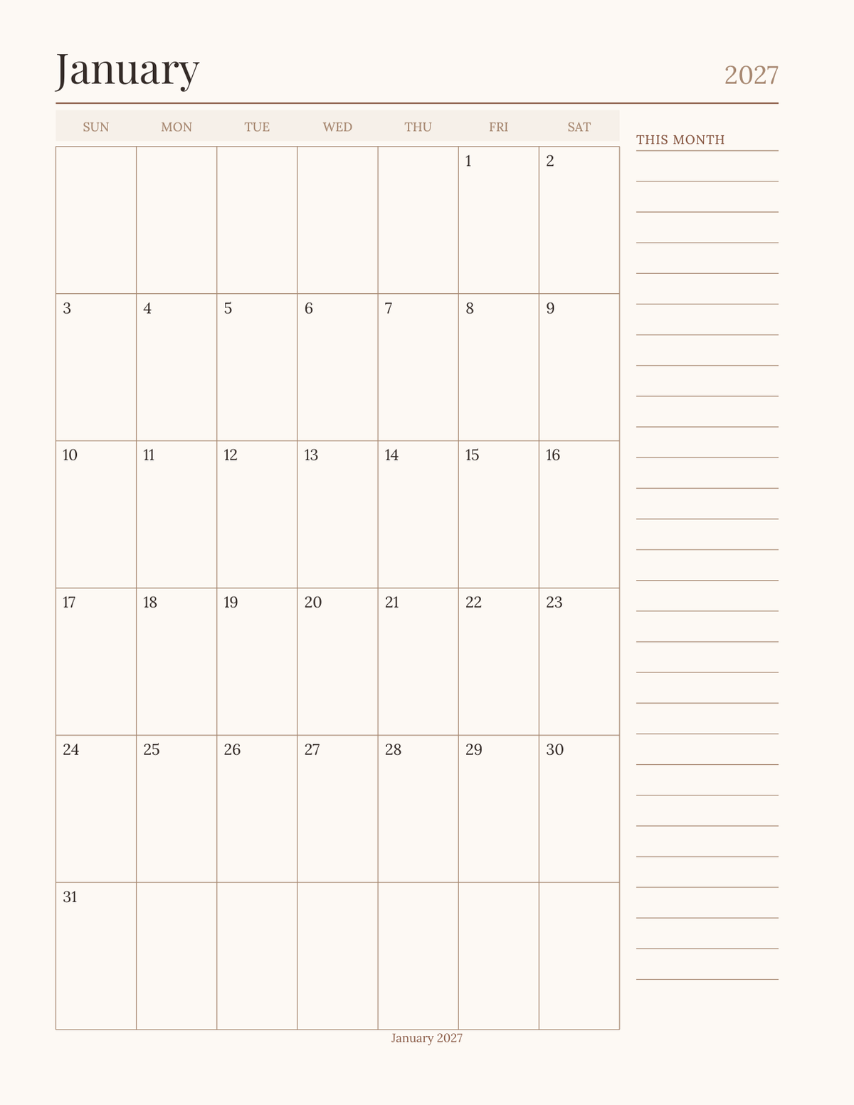 The Reader's Planner 2027 — sample page 6