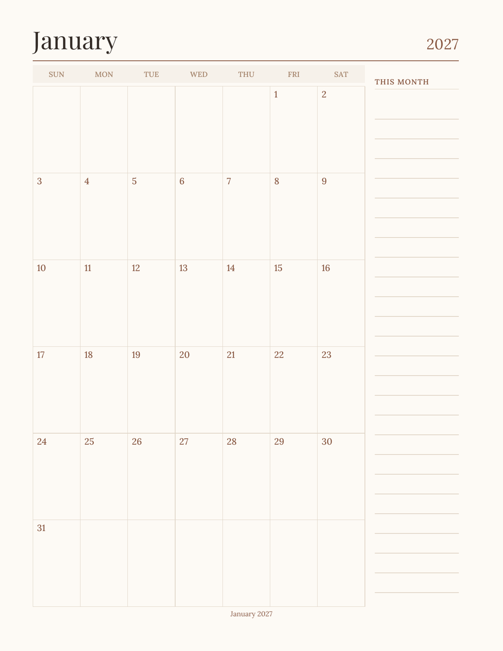 The Reader's Planner 2027 — sample page 6