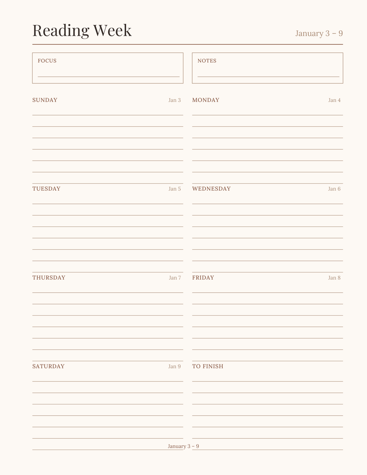The Reader's Planner 2027 — sample page 7