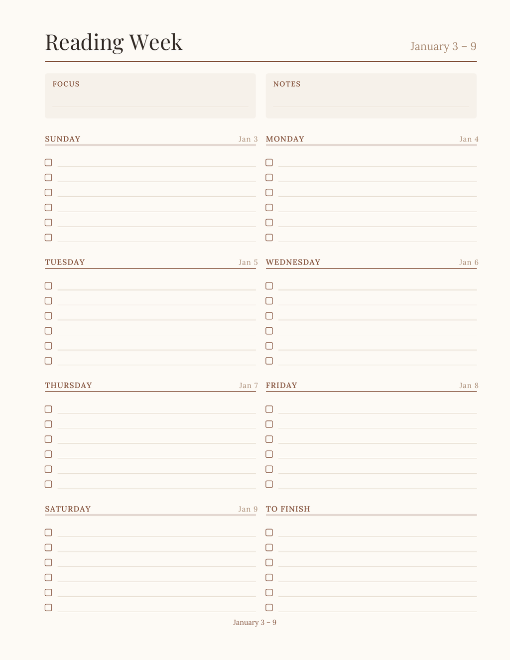 The Reader's Planner 2027 — sample page 7