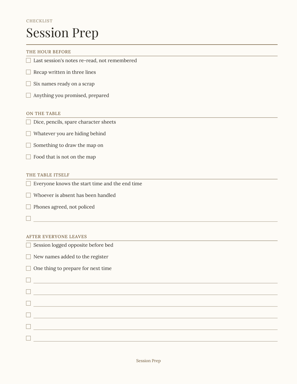 The Tabletop Campaign Journal 2027 — sample page 5