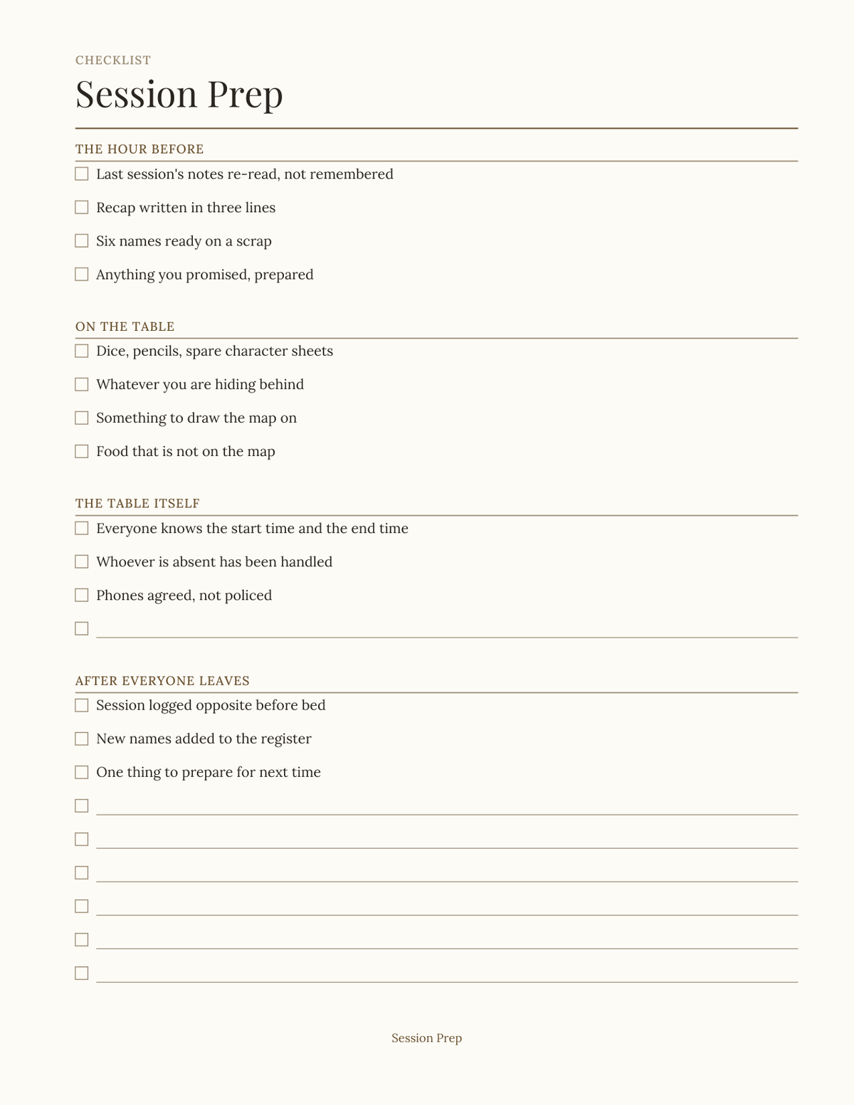 The Tabletop Campaign Journal 2027 — sample page 5