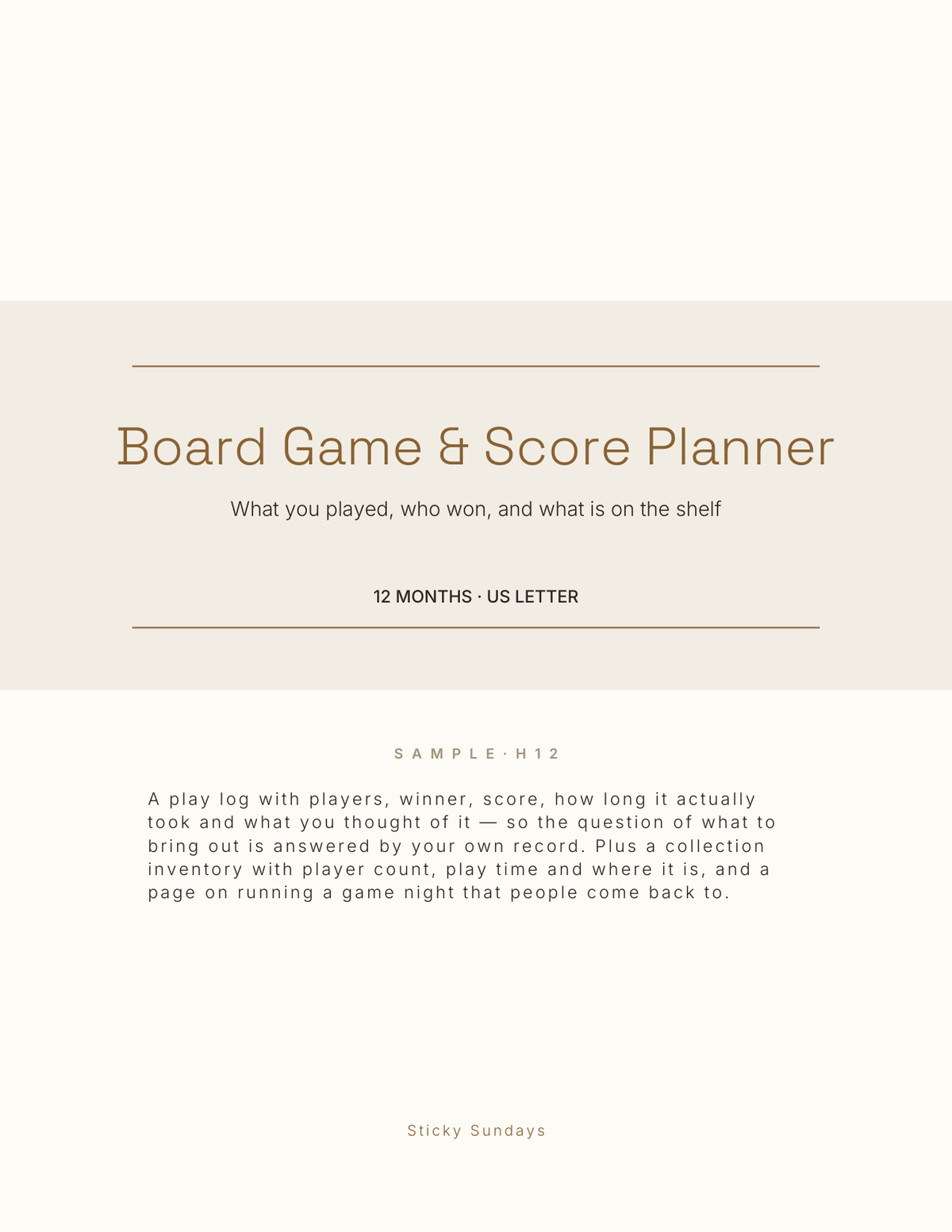 The Board Game & Score Planner 2027 title page