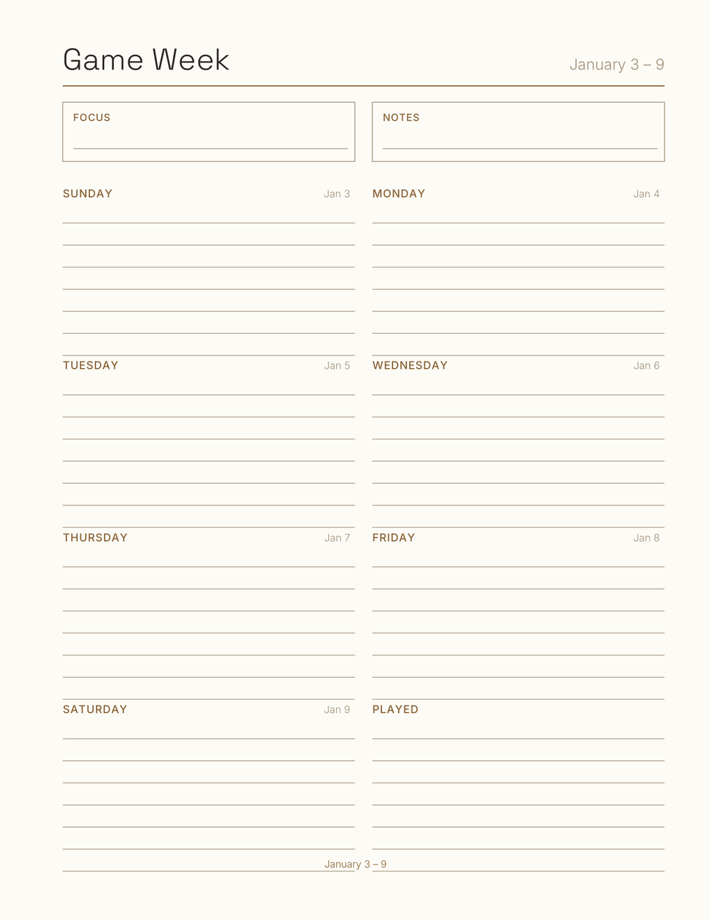 The Board Game & Score Planner 2027 — sample page 7
