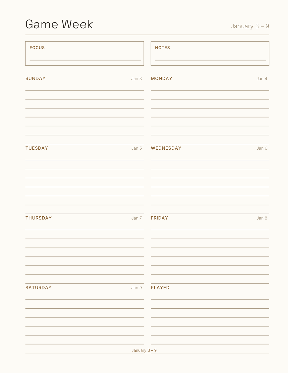 The Board Game & Score Planner 2027 — sample page 7
