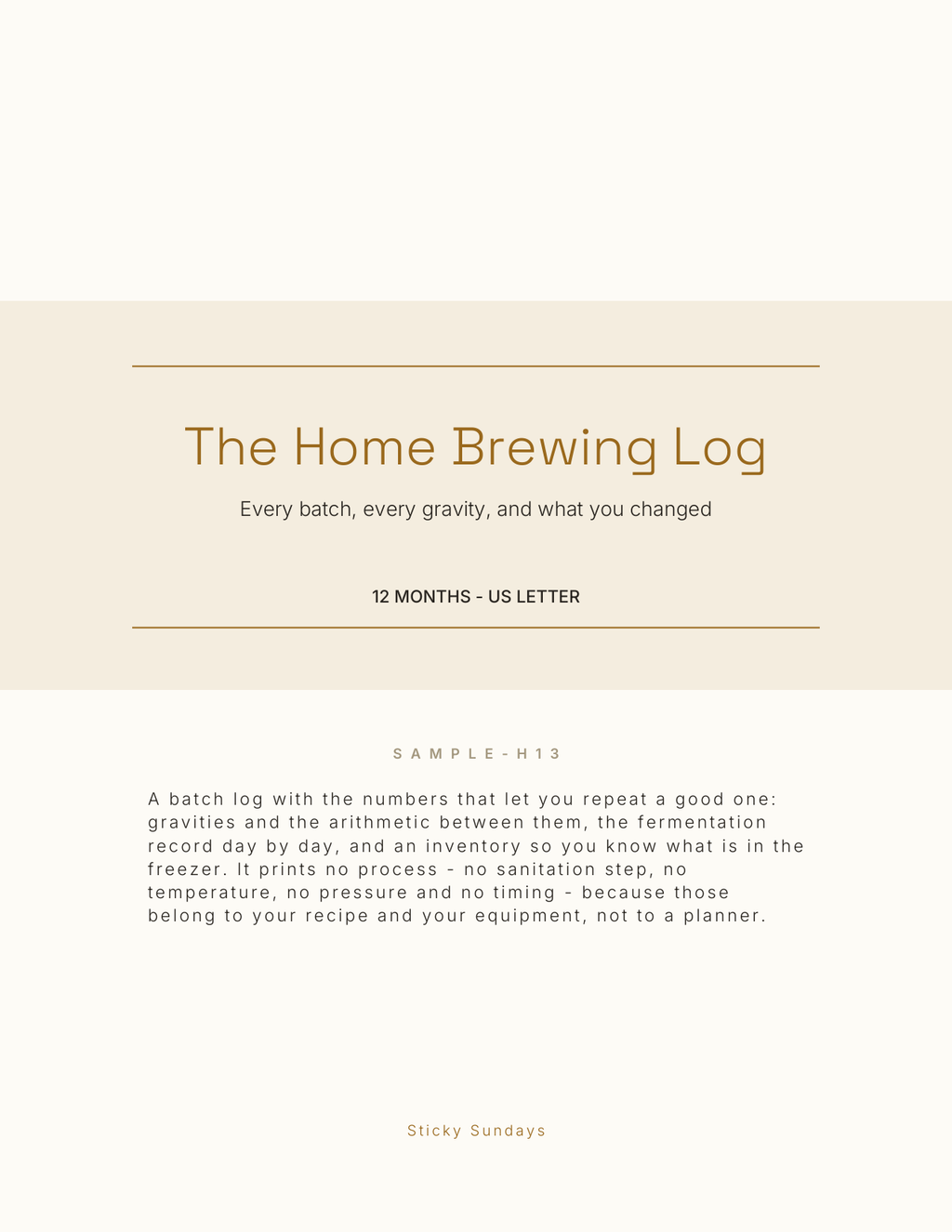 The Home Brewing Log 2027 title page