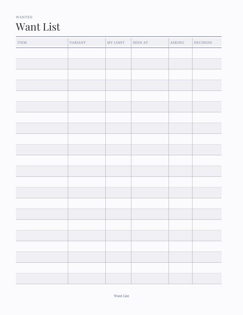 The Collector's Planner 2027 — sample page 4