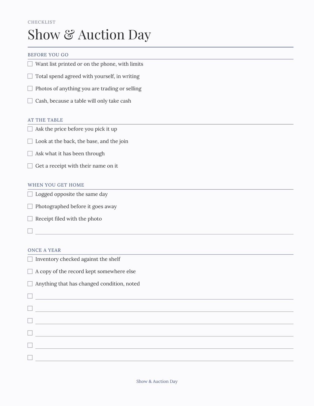 The Collector's Planner 2027 — sample page 5