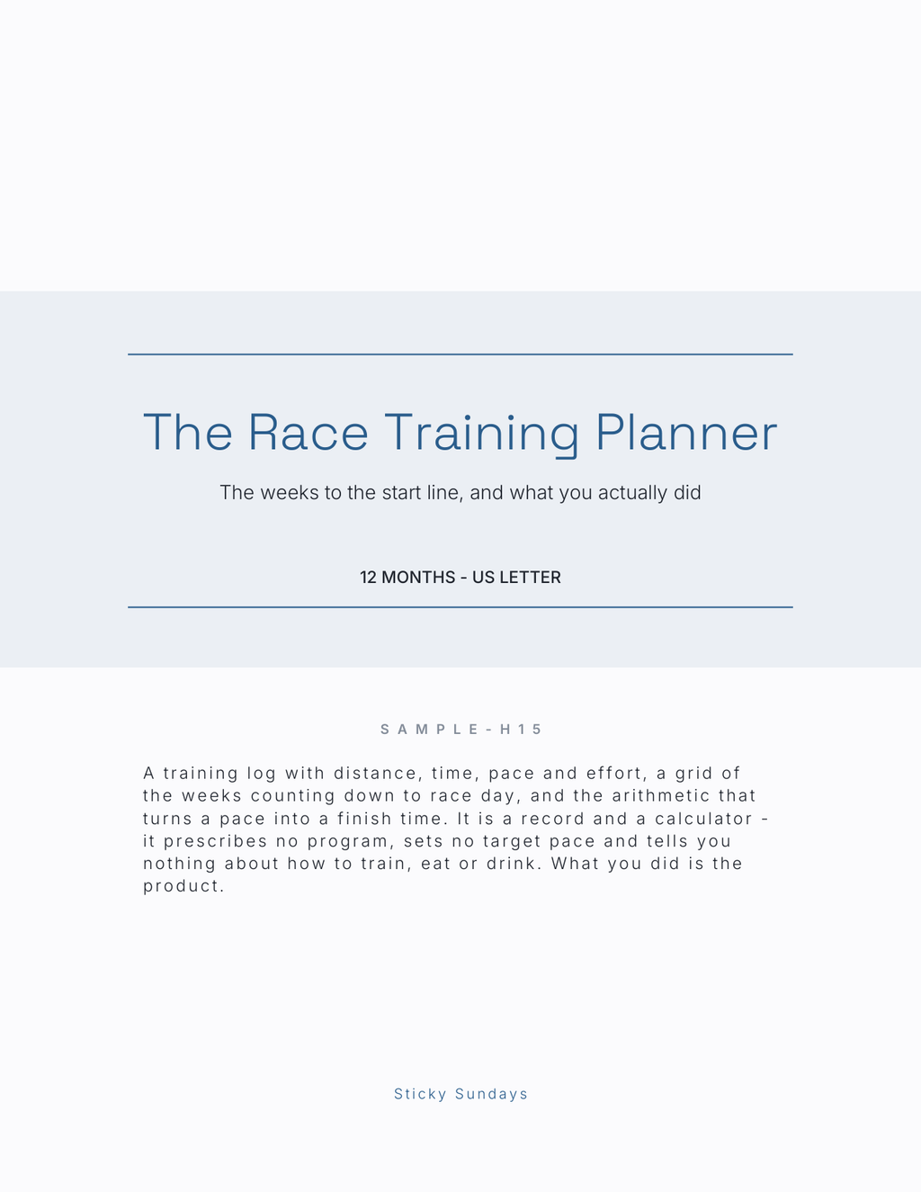The Race Training Planner 2027 title page