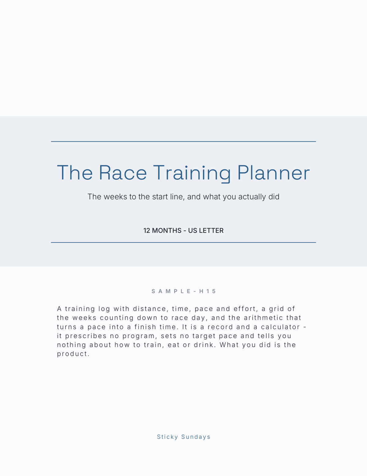 The Race Training Planner 2027 title page
