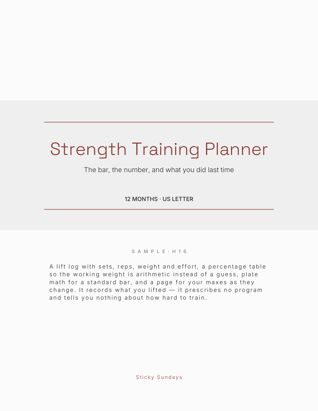 The Strength Training Planner 2027 title page