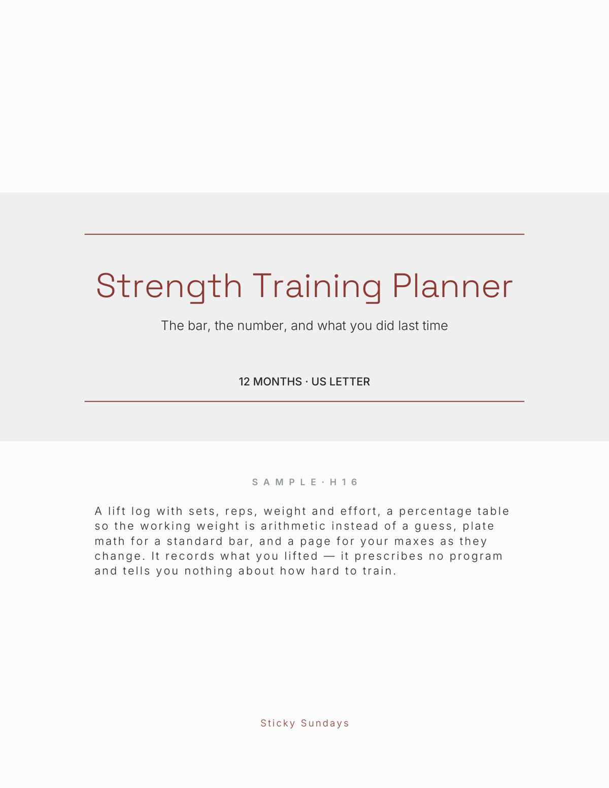 The Strength Training Planner 2027 title page