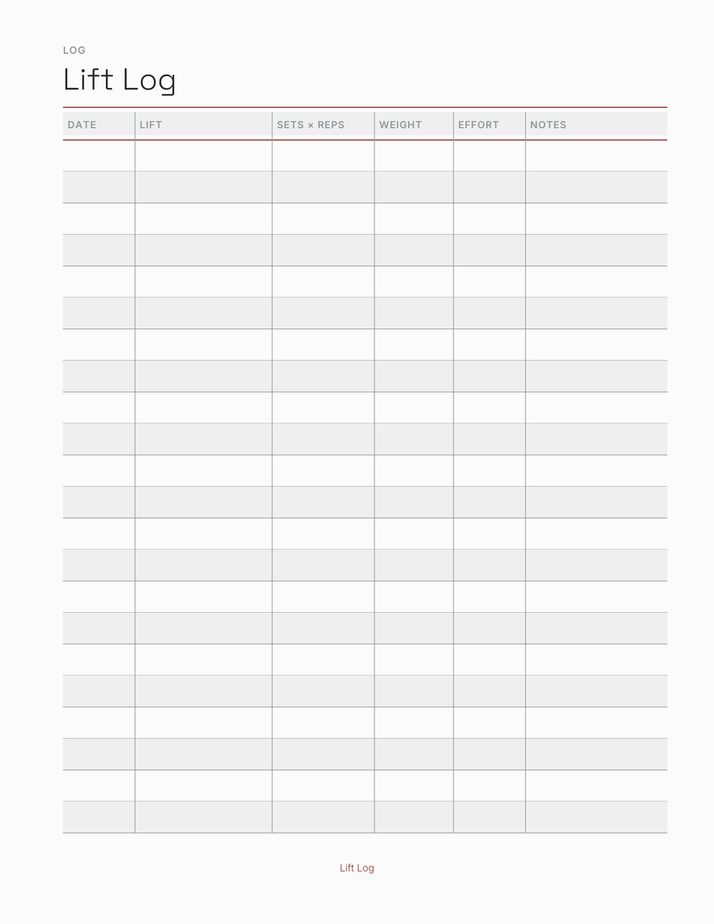 The Strength Training Planner 2027 — sample page 3