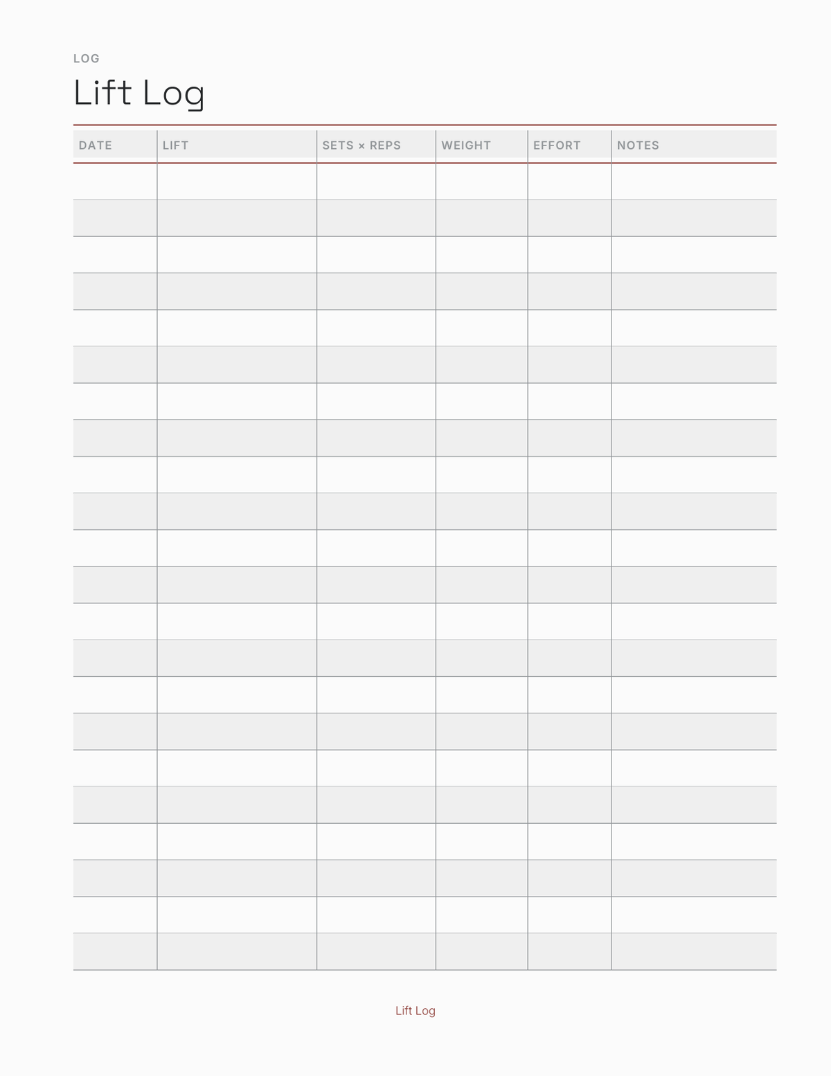 The Strength Training Planner 2027 — sample page 3