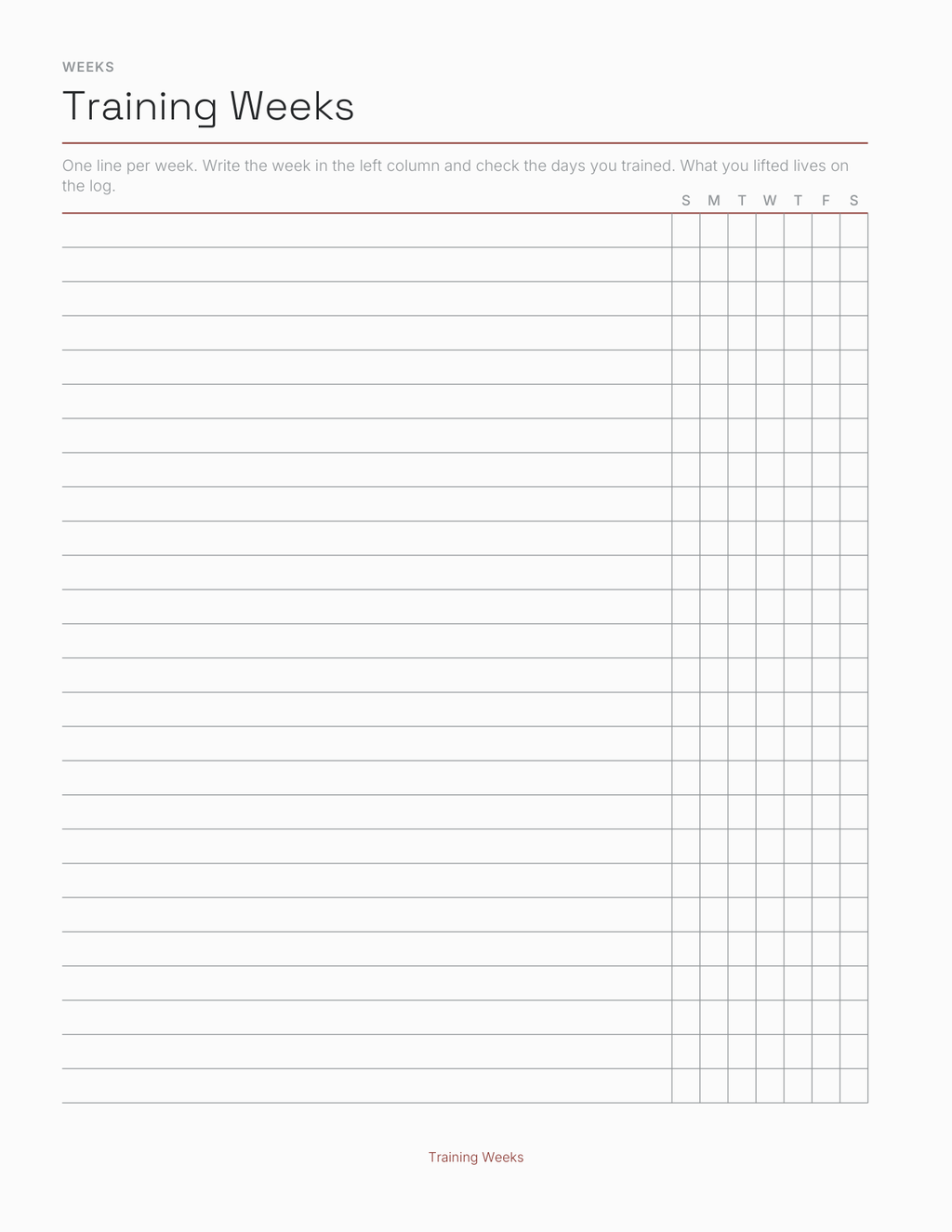 The Strength Training Planner 2027 — sample page 4