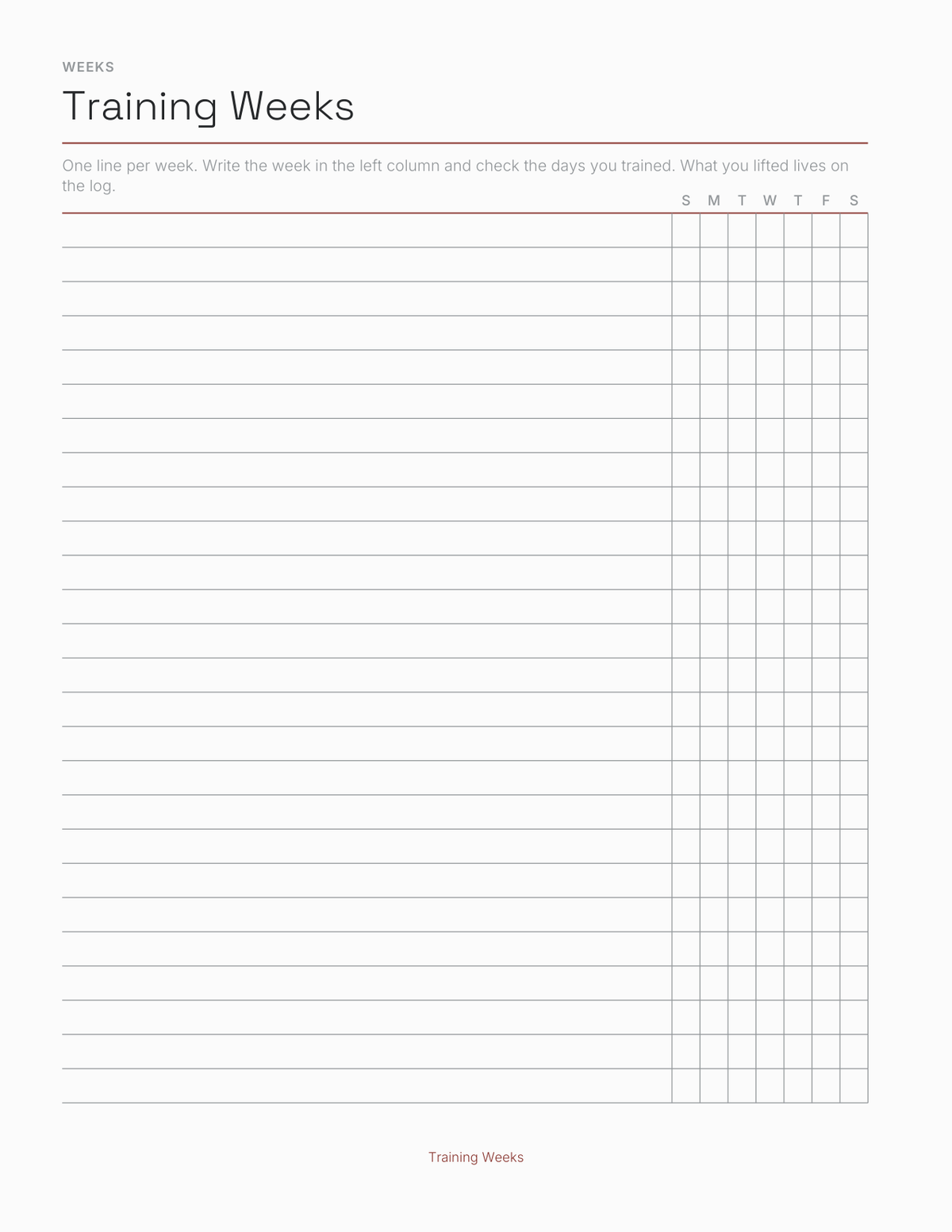 The Strength Training Planner 2027 — sample page 4