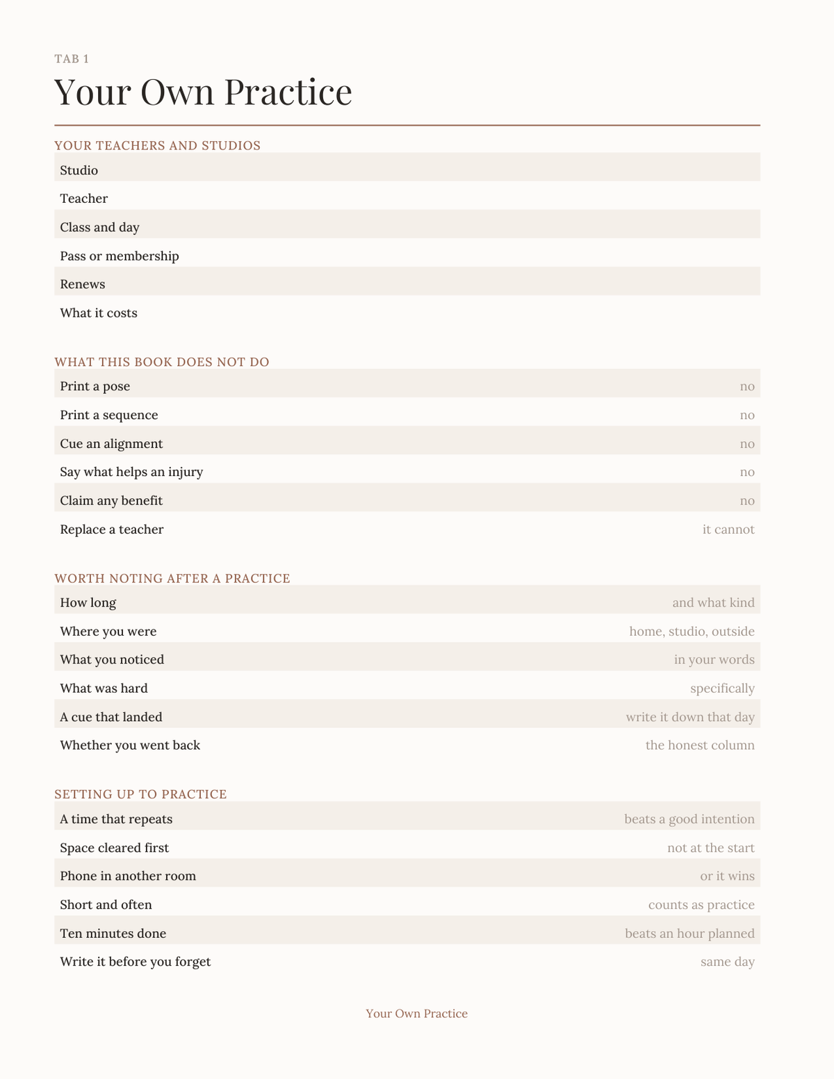 The Yoga & Movement Planner 2027 — sample page 2