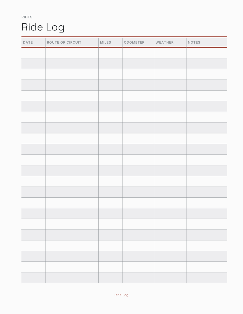 The Motorcycle & Track Day Planner 2027 — sample page 3