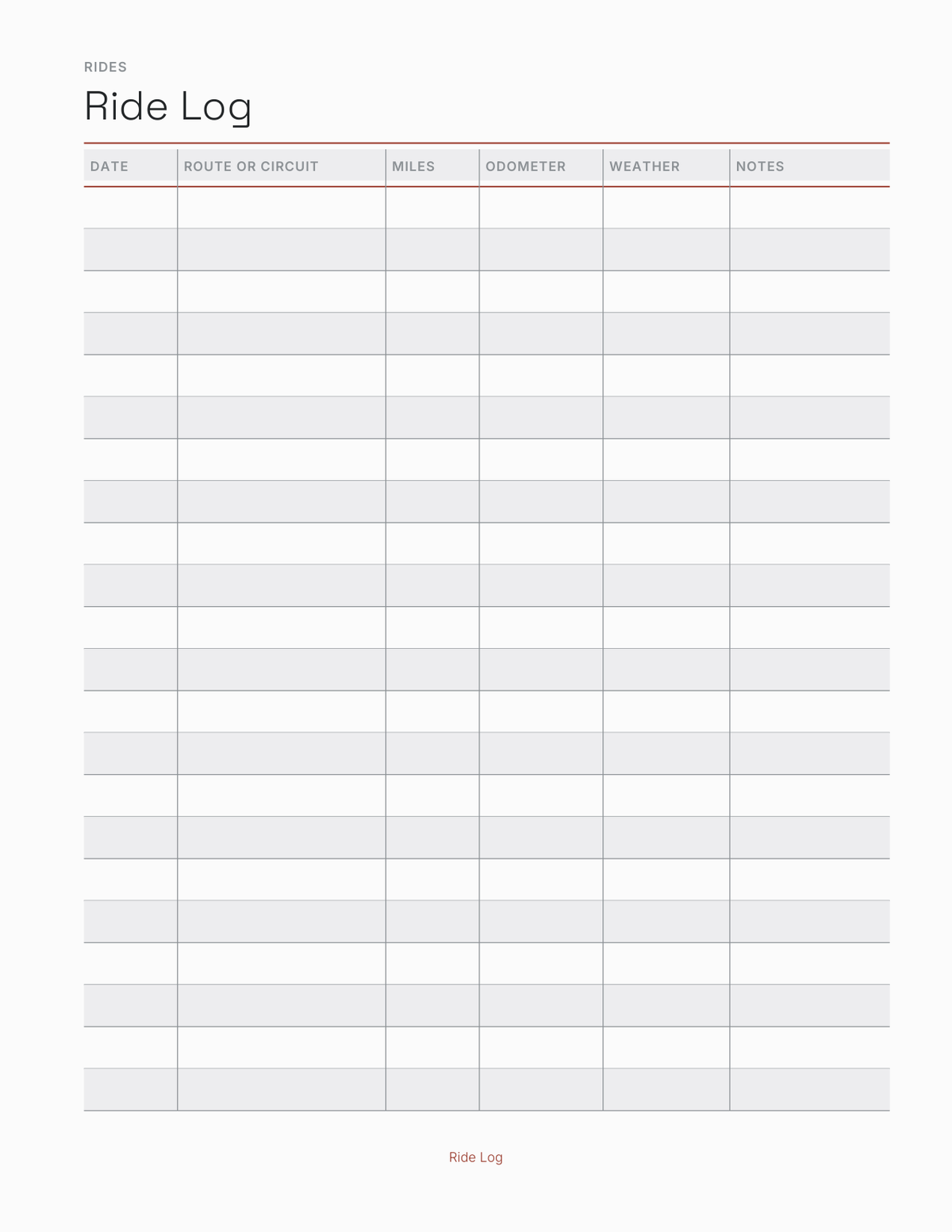 The Motorcycle & Track Day Planner 2027 — sample page 3