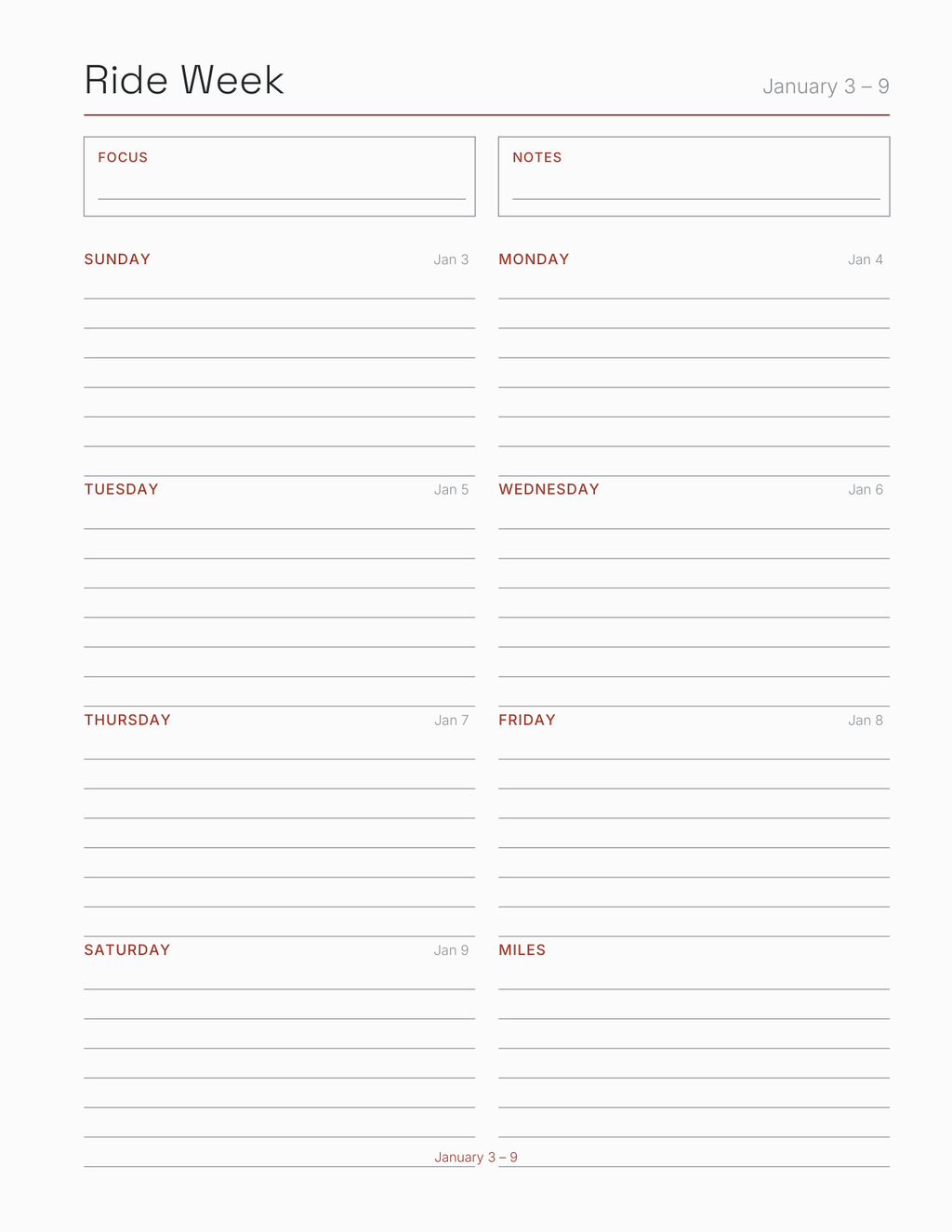 The Motorcycle & Track Day Planner 2027 — sample page 7