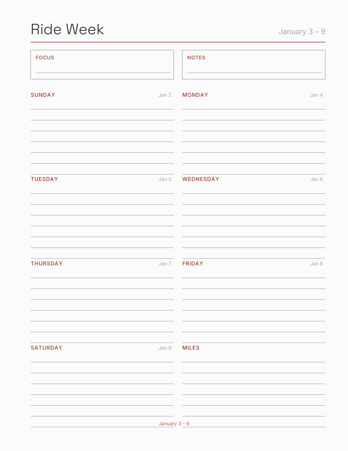 The Motorcycle & Track Day Planner 2027 — sample page 7