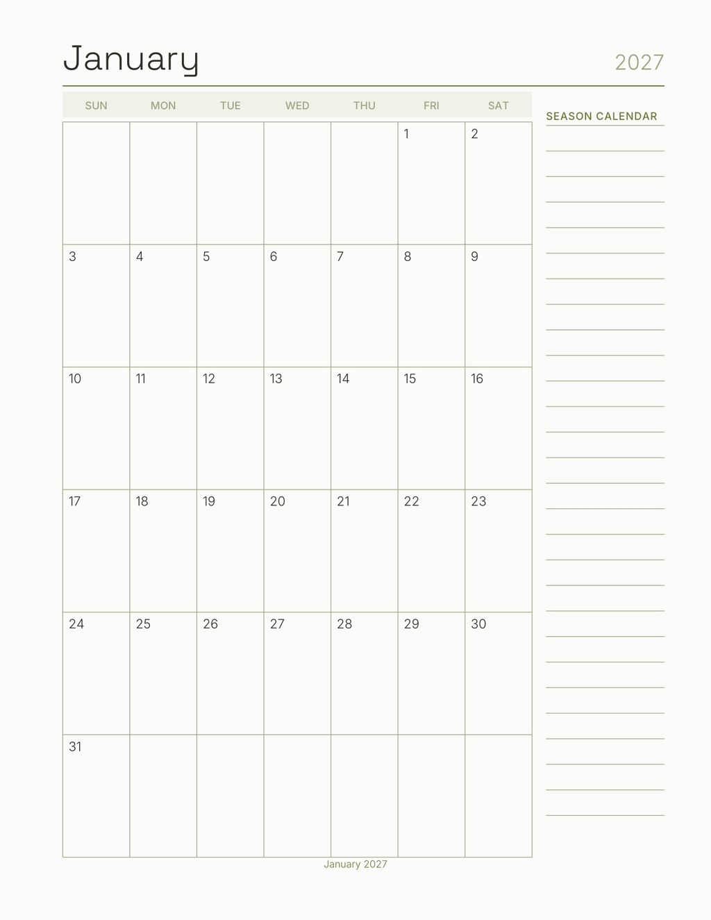 The Hunting Planner 2027 — sample page 5