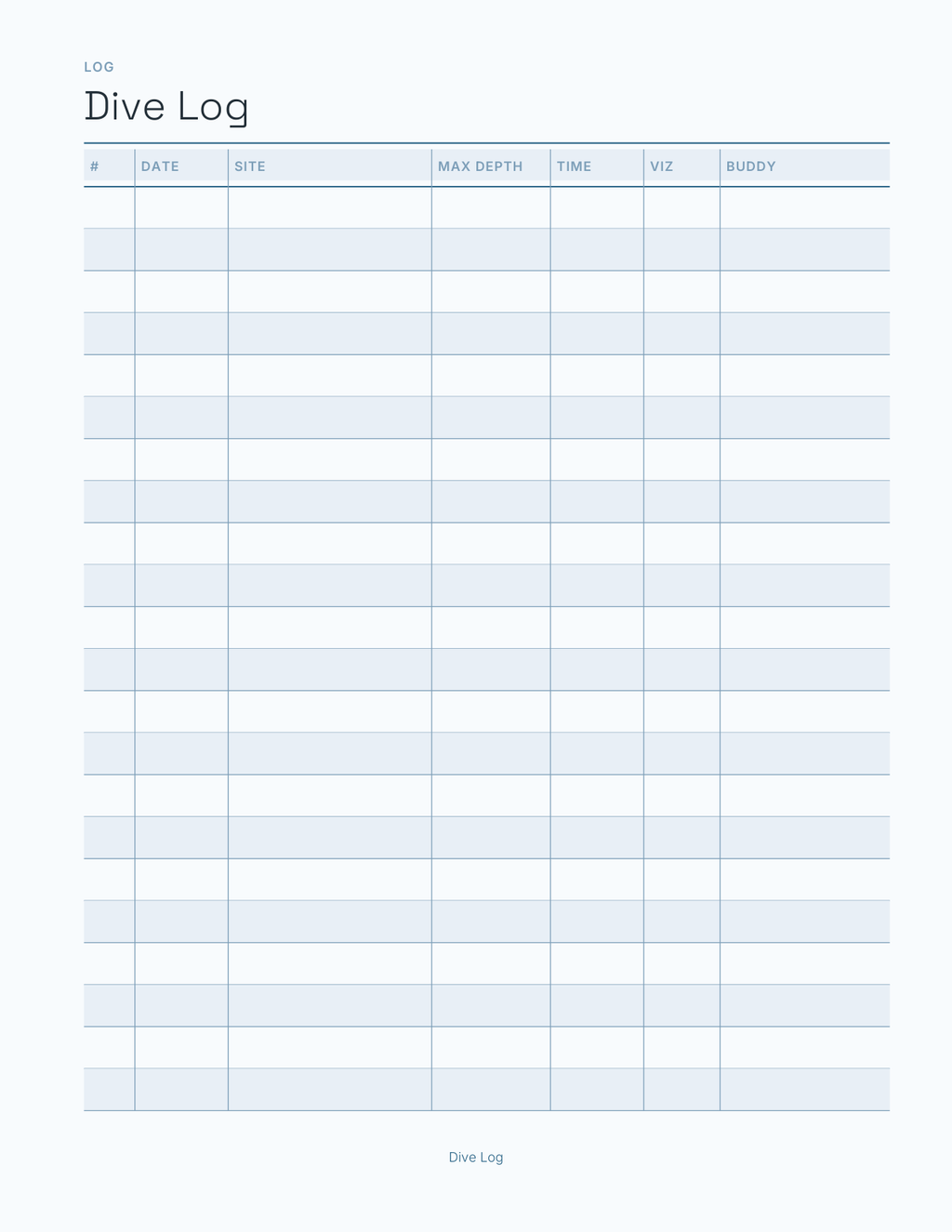 The Scuba Dive Log 2027 — sample page 3