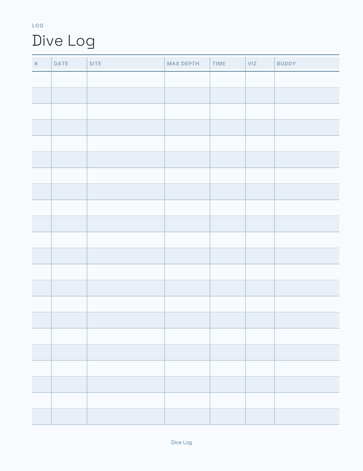 The Scuba Dive Log 2027 — sample page 3