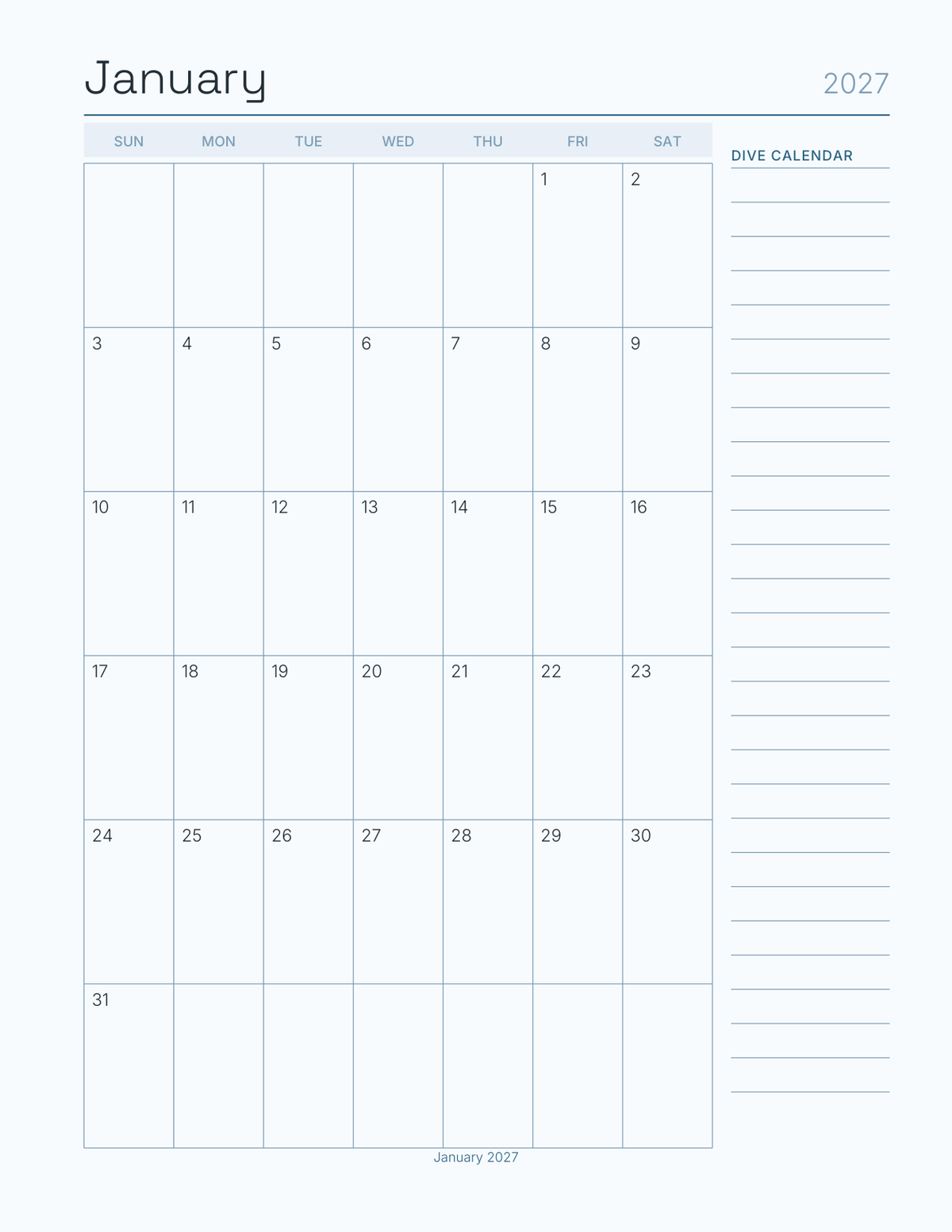 The Scuba Dive Log 2027 — sample page 5