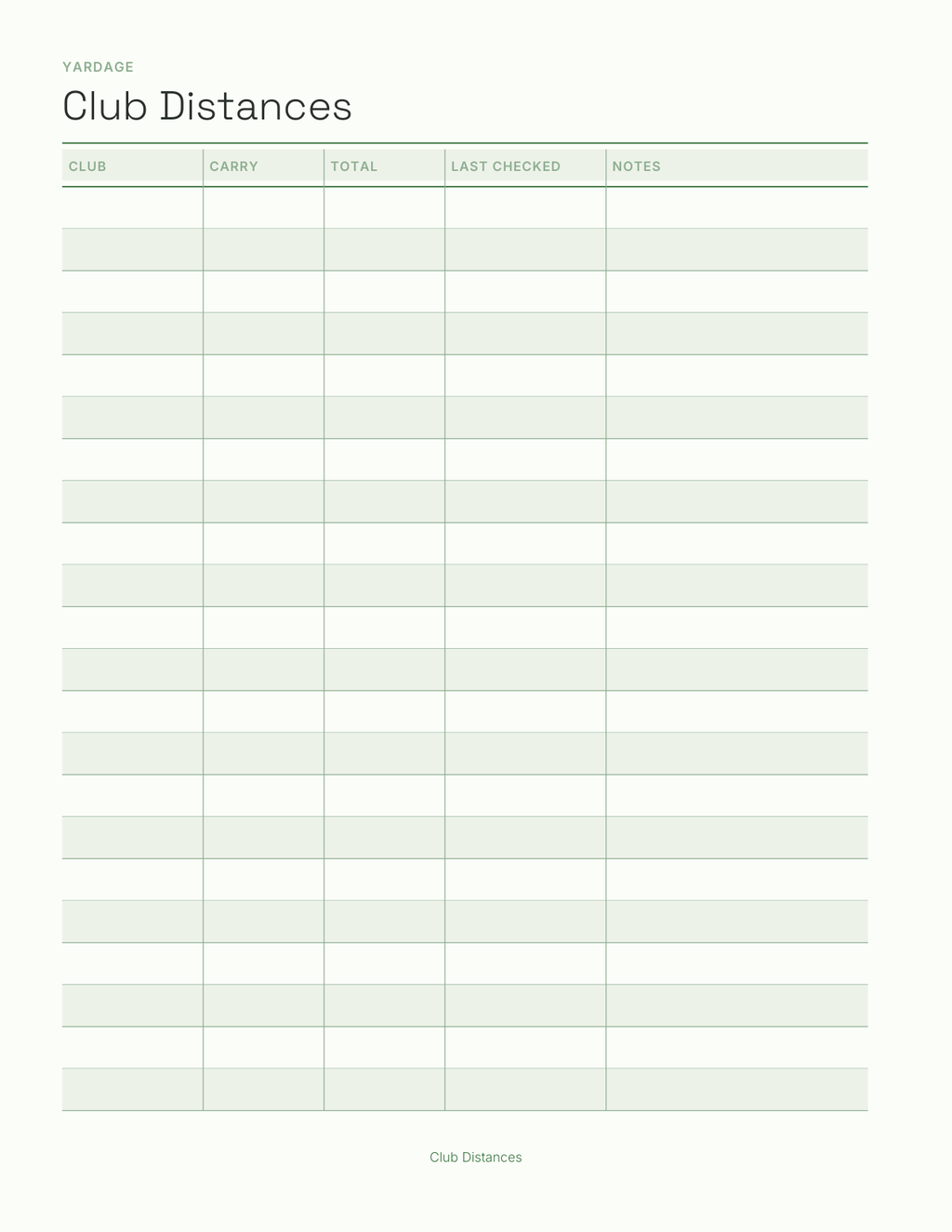 The Golf Planner 2027 — sample page 8