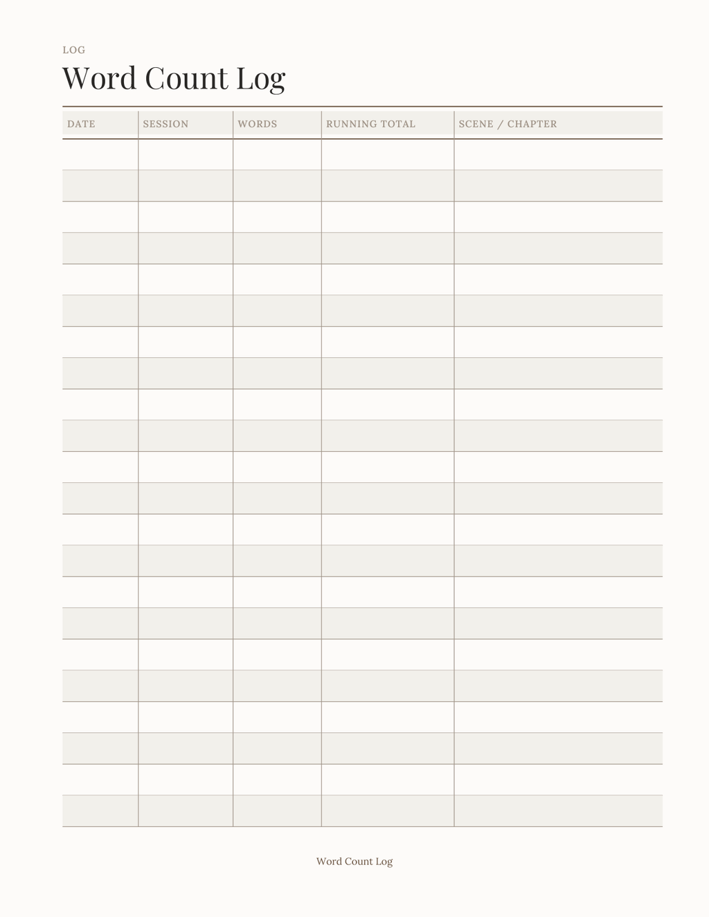 The Novel Writer's Planner 2027 — sample page 3