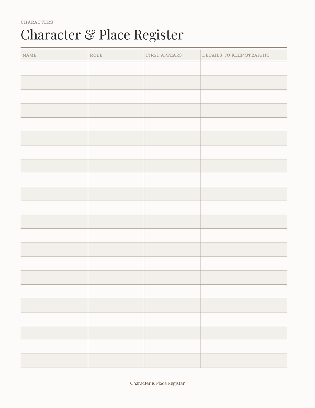 The Novel Writer's Planner 2027 — sample page 4