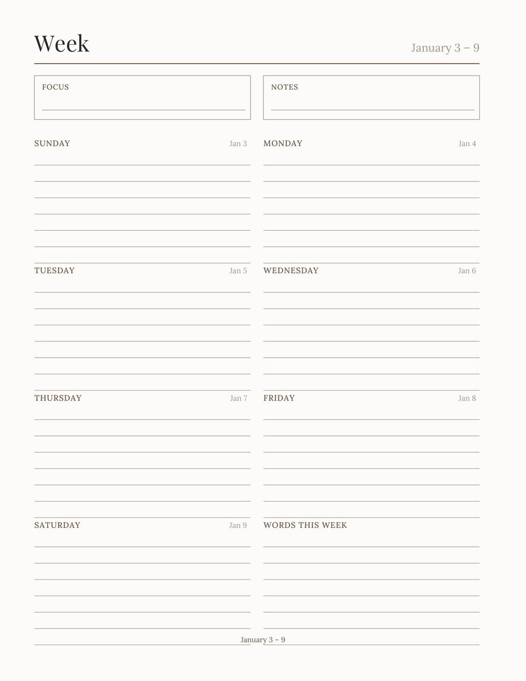 The Novel Writer's Planner 2027 — sample page 6