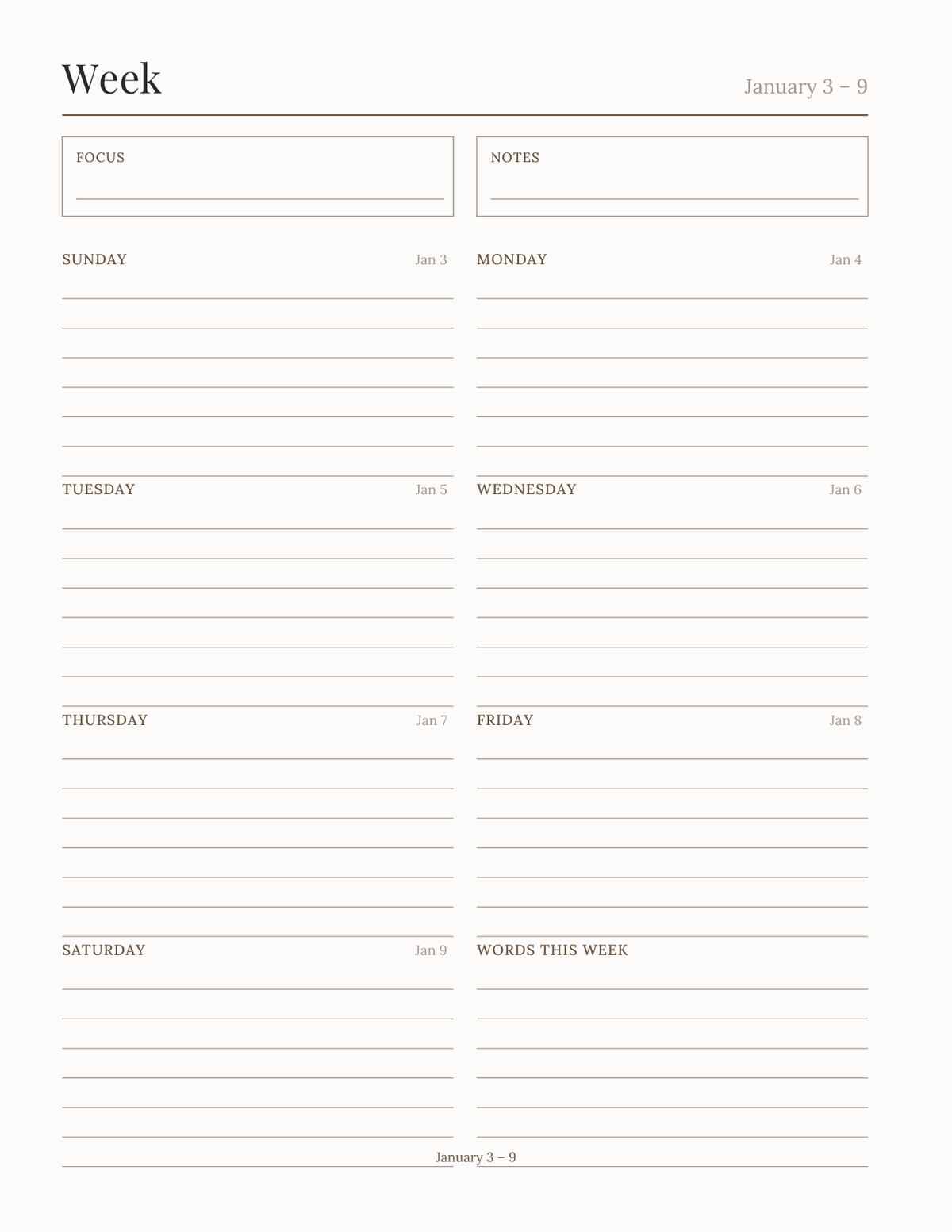 The Novel Writer's Planner 2027 — sample page 6