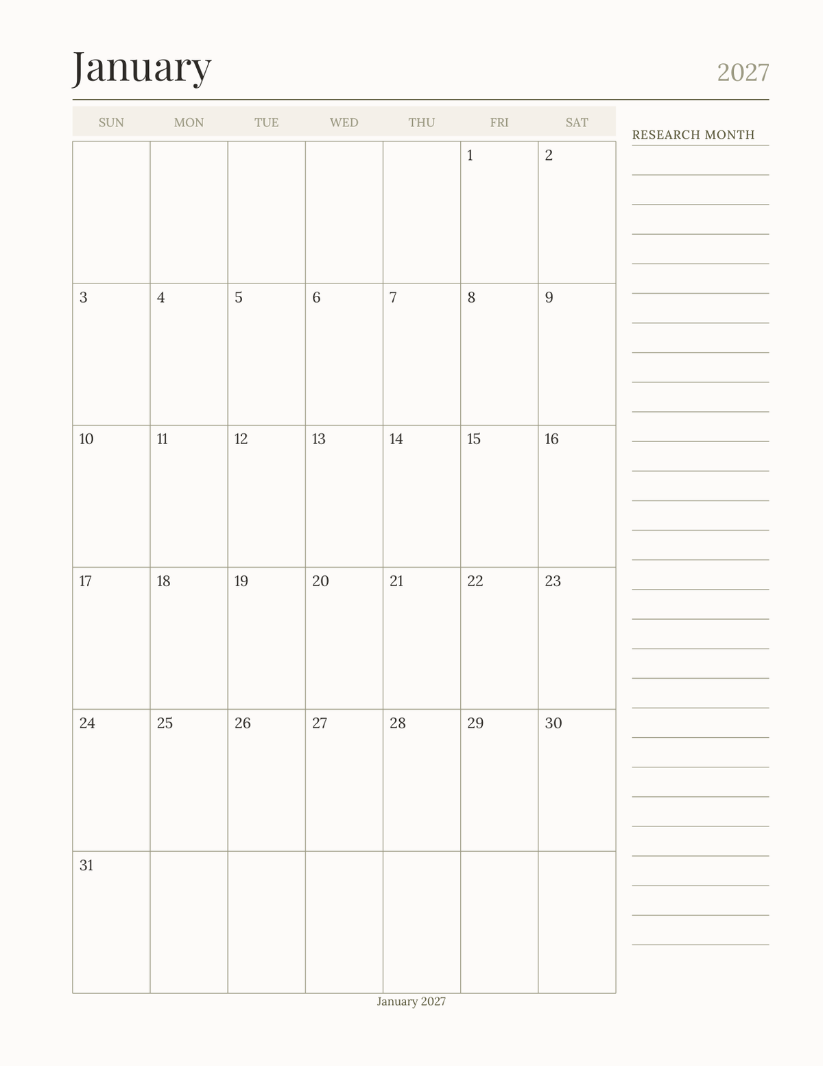 The Genealogy Research Planner 2027 — sample page 5