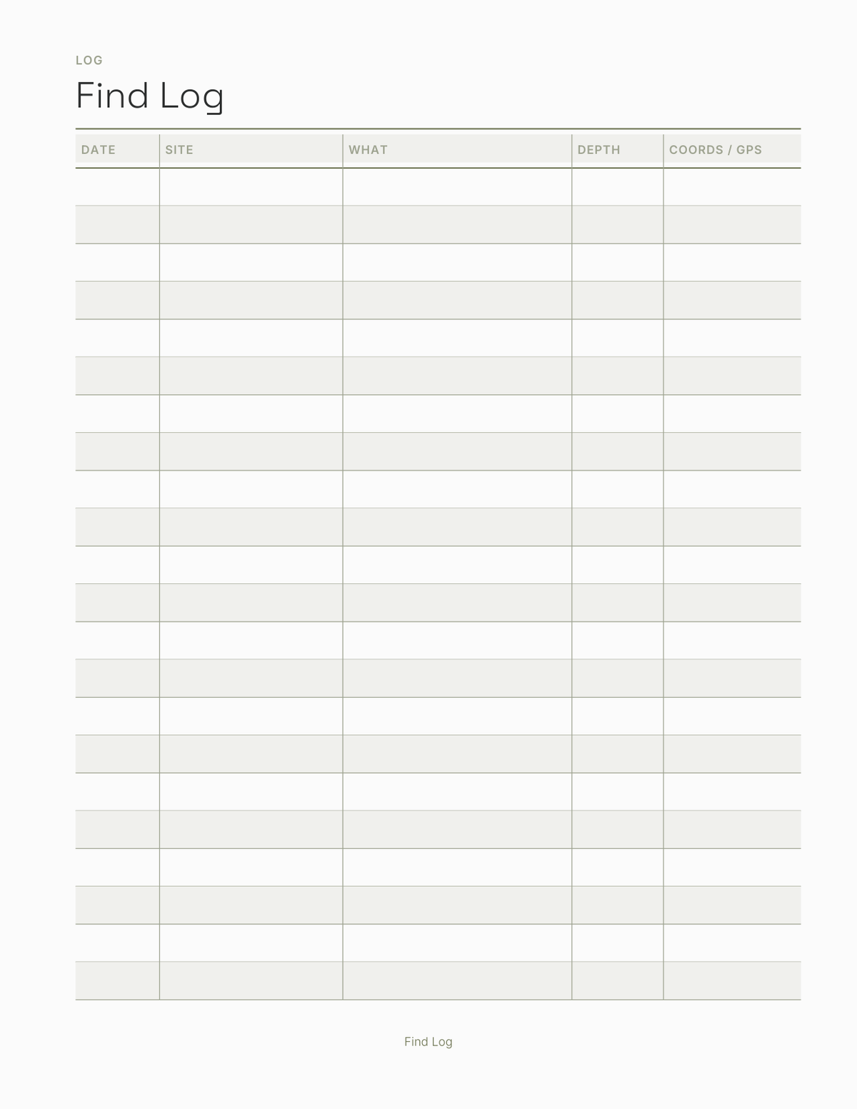 The Detecting & Geocaching Log 2027 — sample page 3