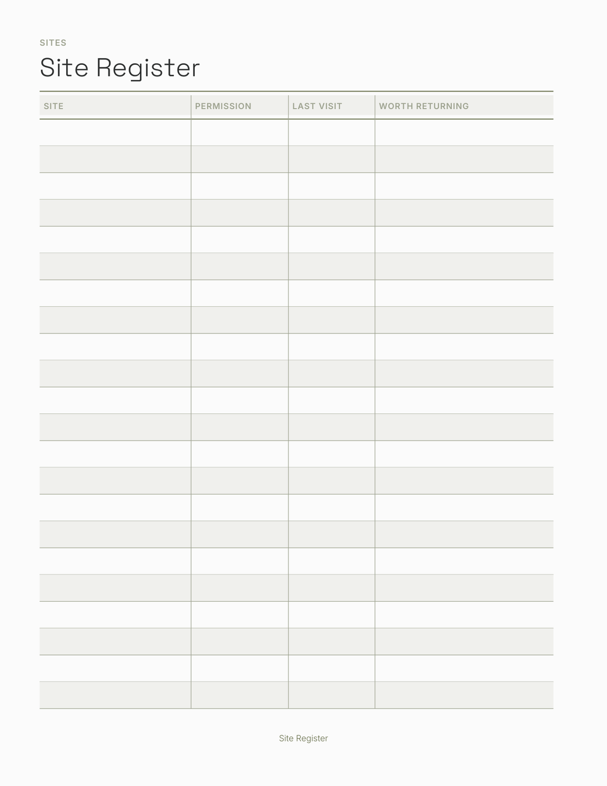 The Detecting & Geocaching Log 2027 — sample page 4