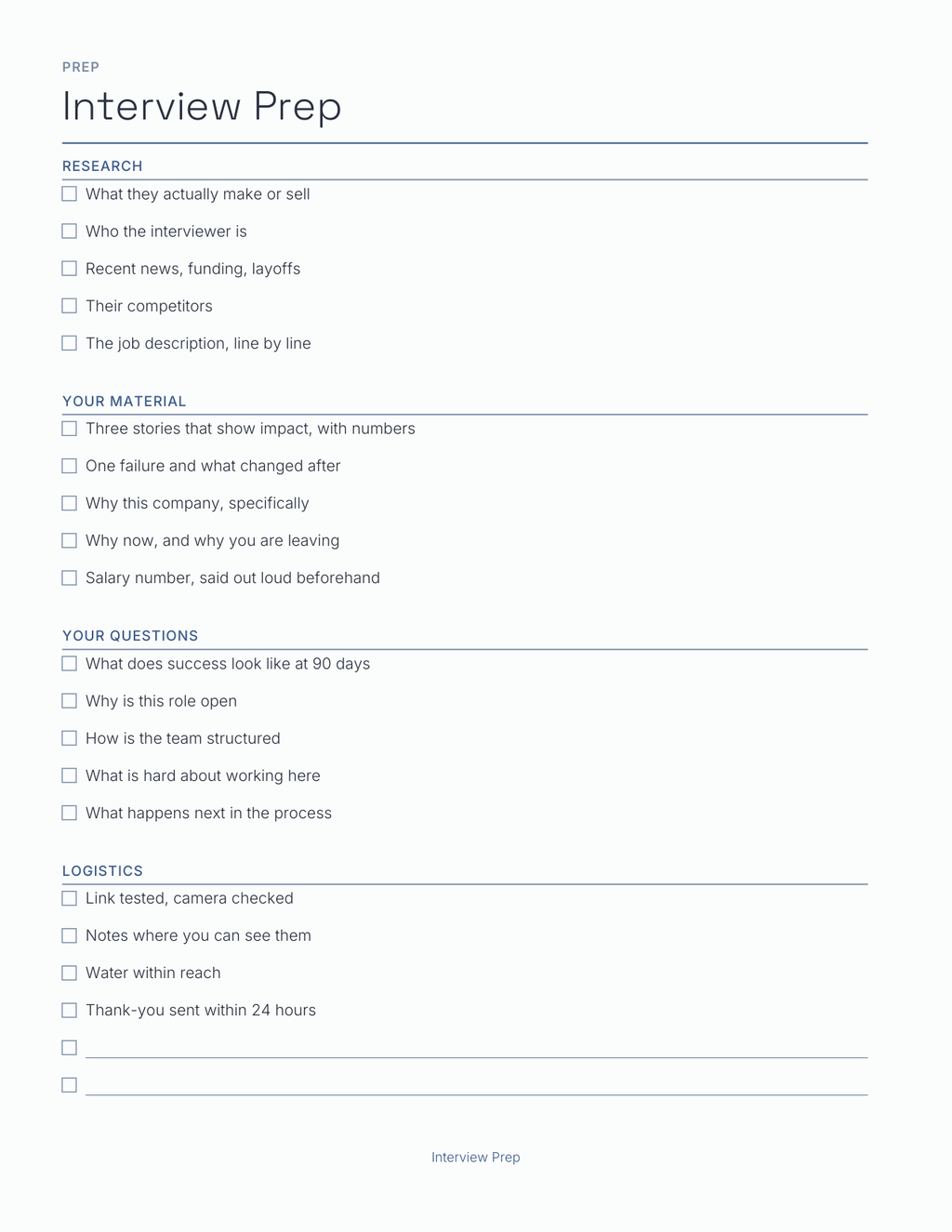 The Job Search Planner 2027 — sample page 4