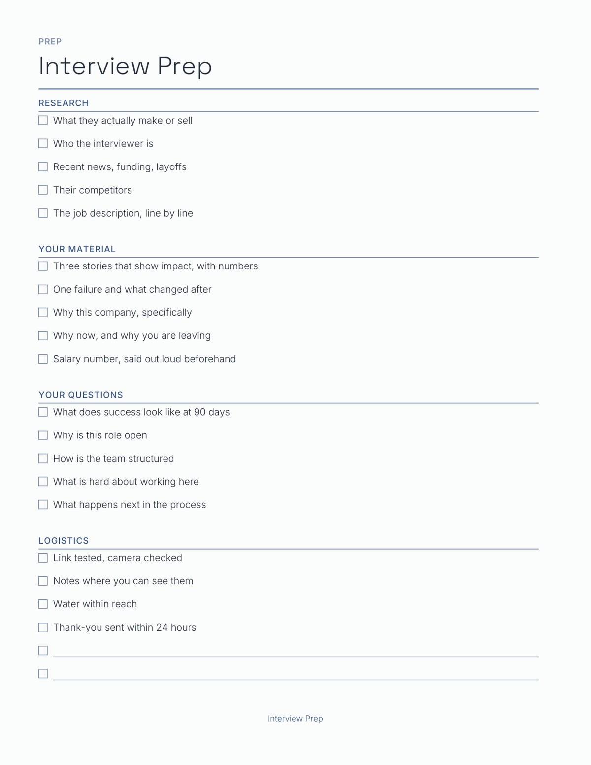 The Job Search Planner 2027 — sample page 4