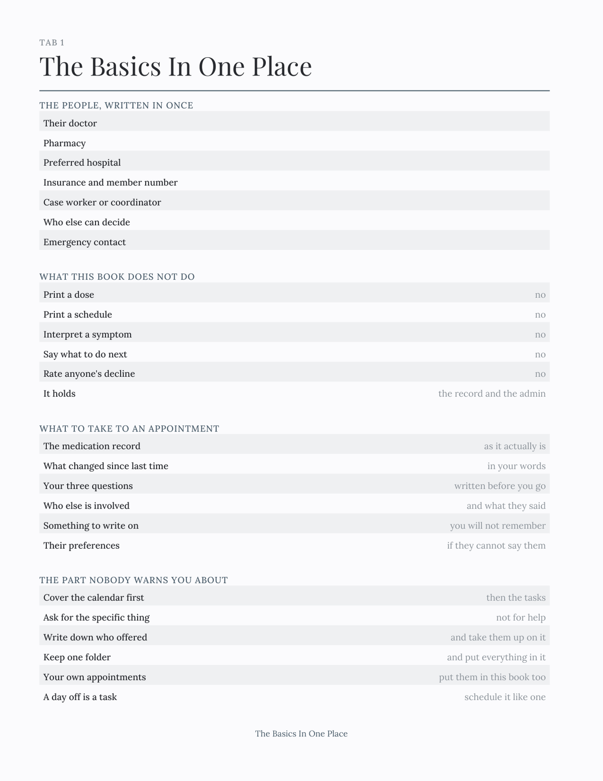 The Caregiver's Planner 2027 — sample page 2