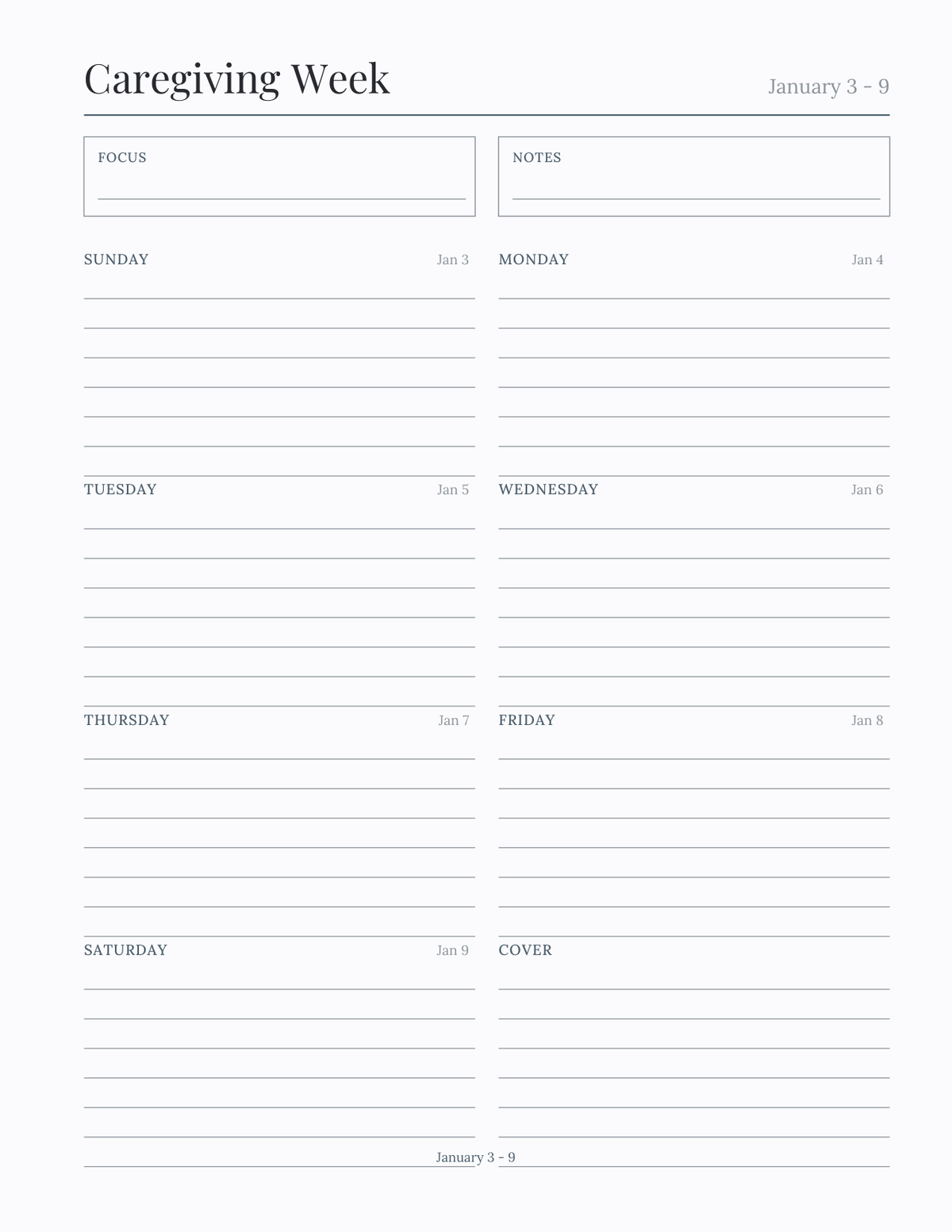 The Caregiver's Planner 2027 — sample page 7