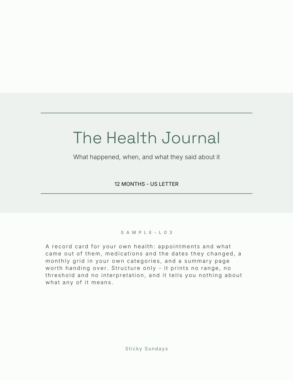 The Health Journal 2027 title page