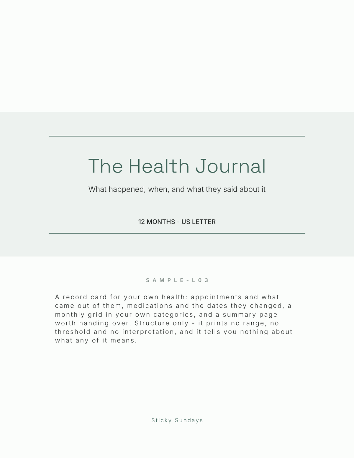 The Health Journal 2027 title page