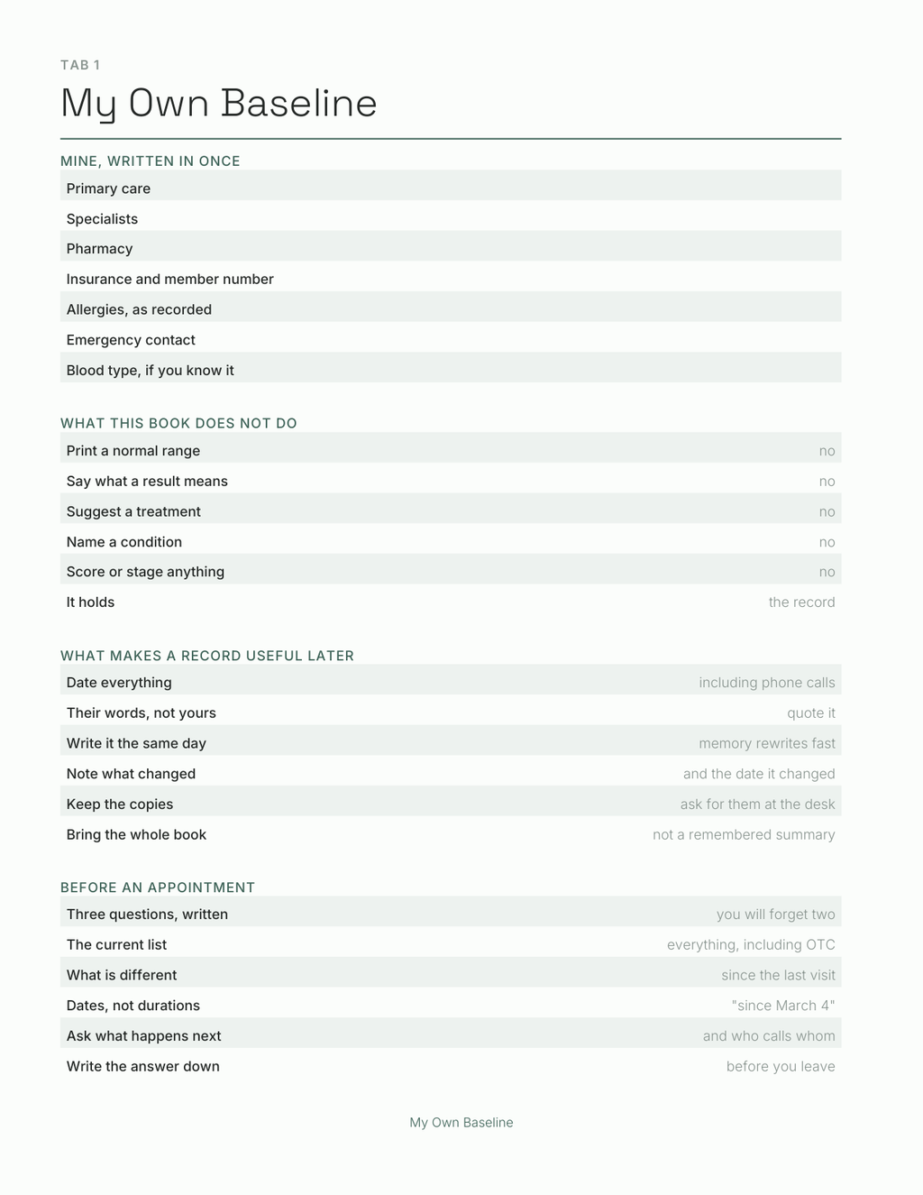 The Health Journal 2027 — sample page 2