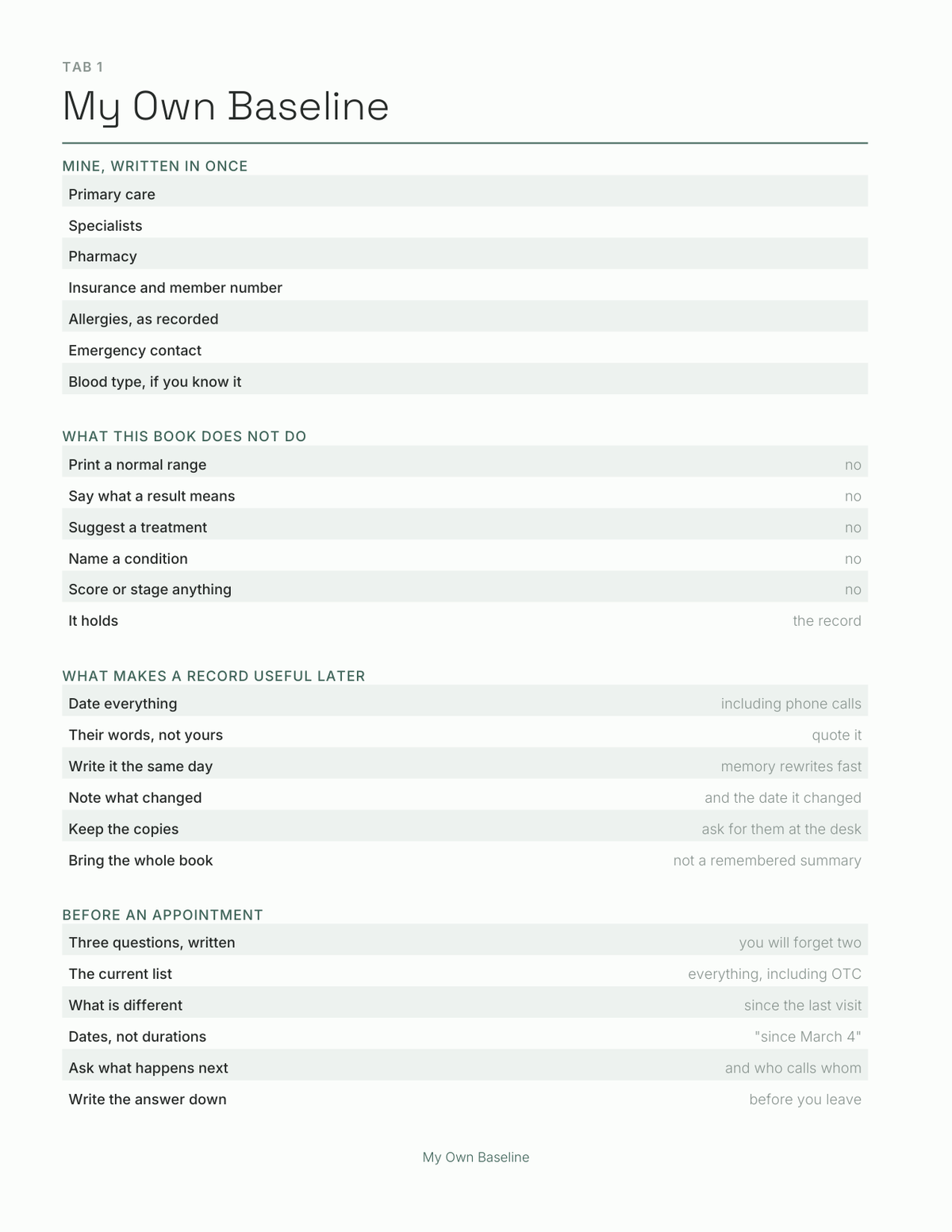 The Health Journal 2027 — sample page 2